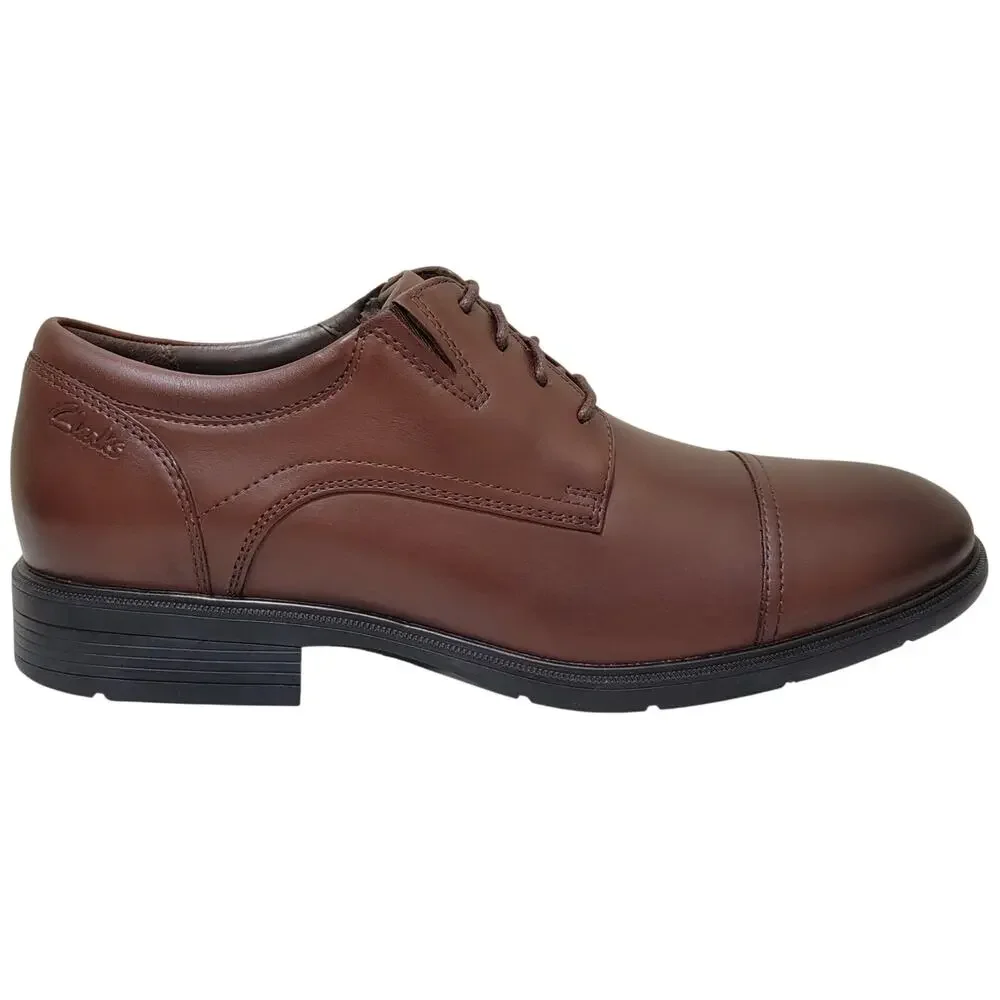 Clarks Men Steadwell Cap Toe Derby Oxfords Size US 8M Mahogany Brown Leather